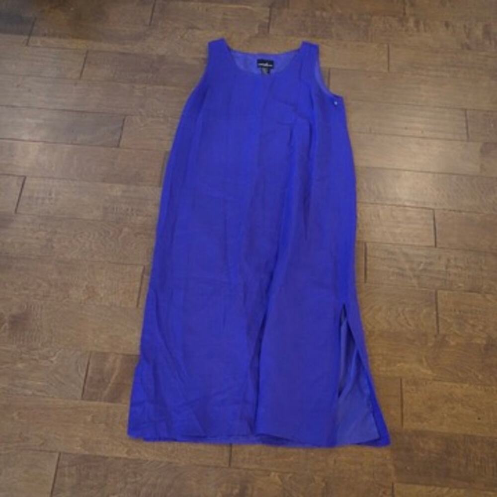 Positive Attitude Purple Linen Maxi Dress Side Slit Size 16P